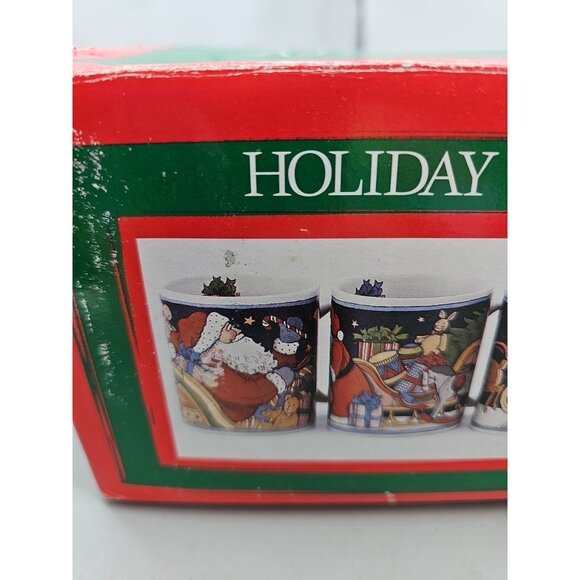 Susan Winget Holiday Greetings Winter Mug Set of 4 w/box Vintage - Picture 2 of 5